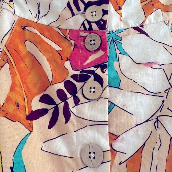 Forever 21 Tropical Floral Leaf Print Button Mini Skirt size Medium - Picture 2 of 9